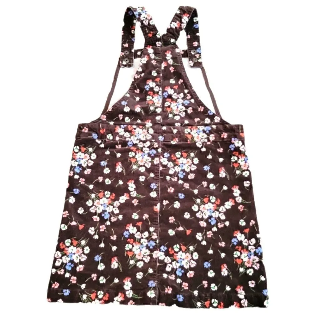 EC GYMBOREE COURDORAY FLORAL OVERALL DRESS W/ELASTIC WAIST SZ. 10